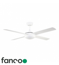 Fanco Eco Silent Deluxe LED Light 4 Blade 56" DC Ceiling Fan with DC Smart Remote Control in White